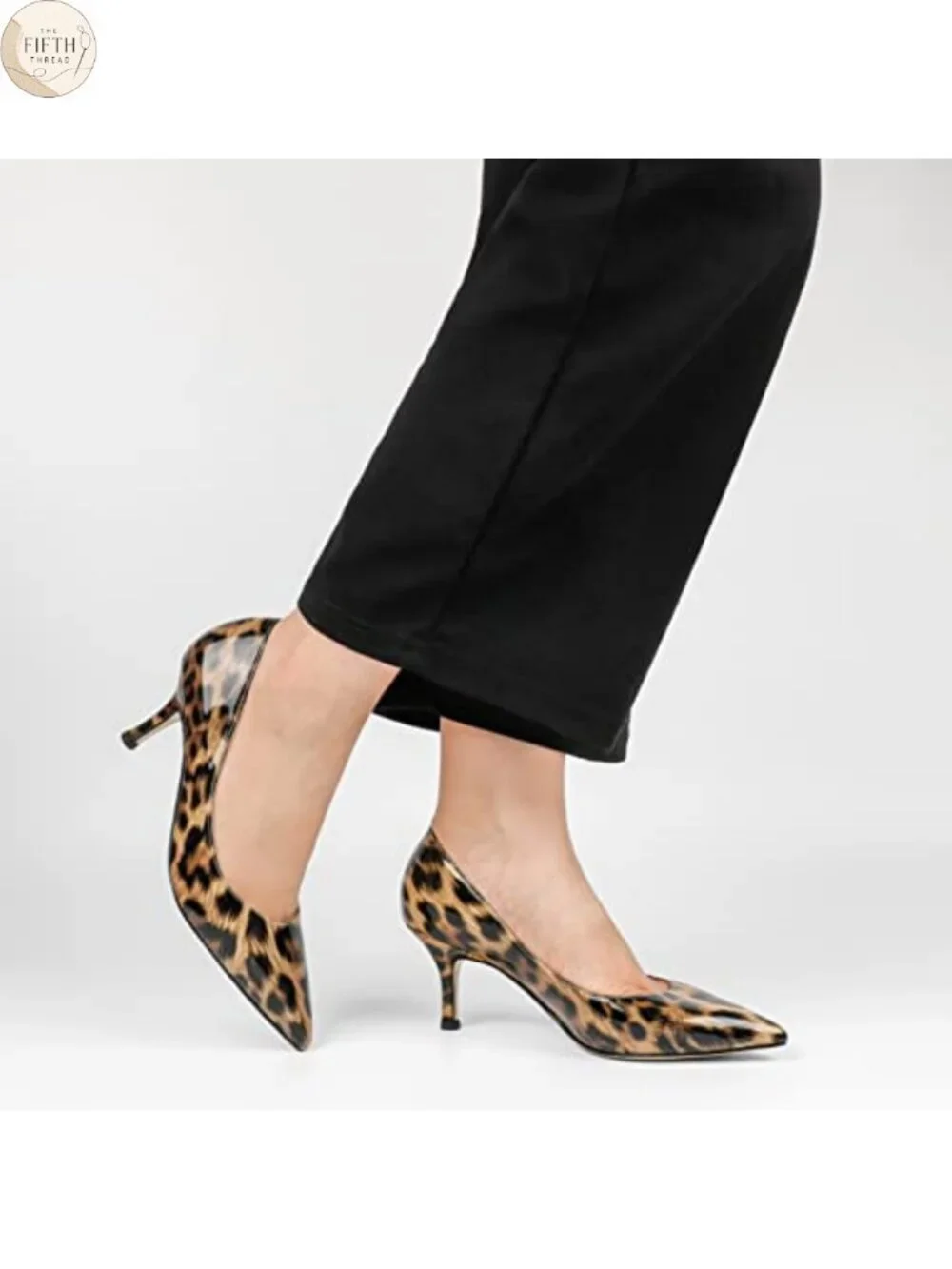 Kitten Heel Pointed Toe PU Pumps Slip-On Work Shoes